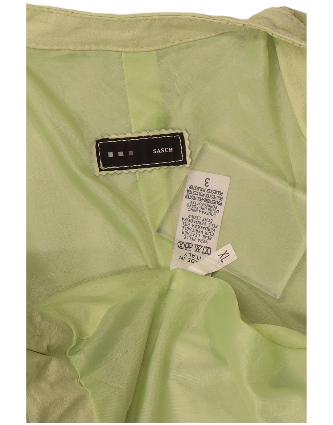 Jachetă de piele crop Sasch pentru femei UK 18 XL, piele verde