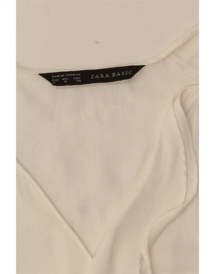 Bluză pentru femei Zara fără mâneci cu volane în față UK 12 Medium White