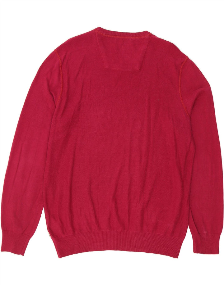 TIMBERLAND Mens Regular Fit V-Neck Jumper Sweater Medium Red Cotton Vintage Timberland and Second-Hand Timberland from Messina Hembry 