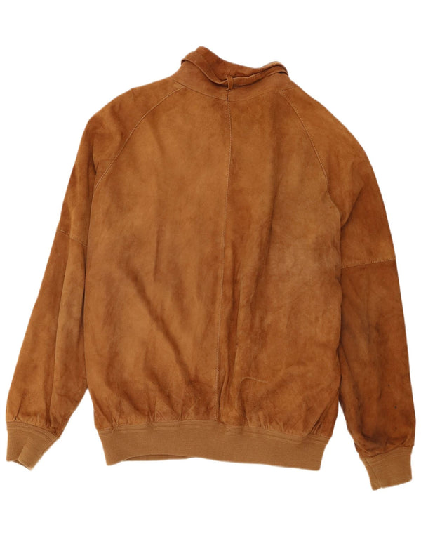 Bomber vintage pentru bărbați din piele intoarsa UK 42 XL din piele maro