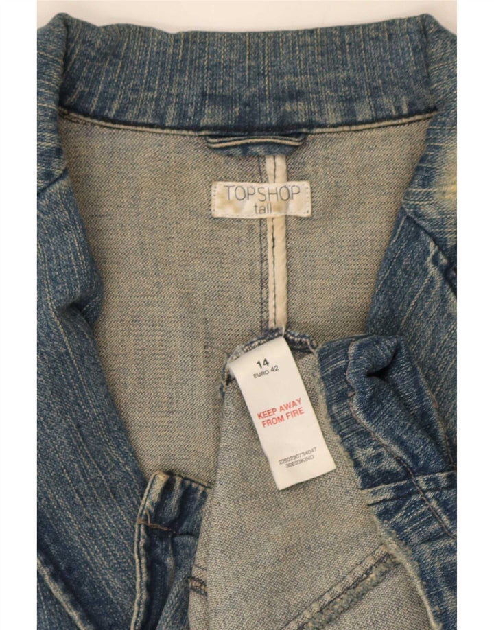 Topshop Jachetă de bluză pentru femei cu 2 nasturi, UK 14, bumbac albastru mediu