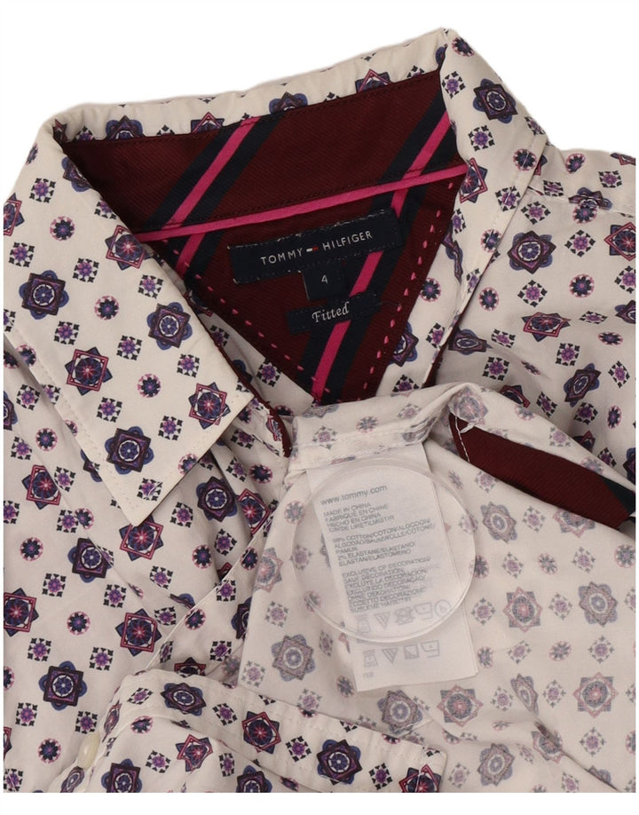 Cămașă pentru femei Tommy Hilfiger US 4 Small White Geometric Bumbac