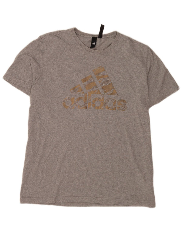 Tricou grafic pentru bărbați Adidas Top XL, bumbac cu pete gri
