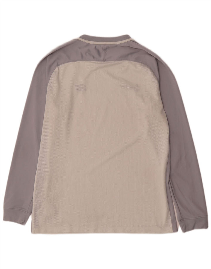 Top grafic Nike Dri Fit pentru bărbați cu mânecă lungă, mare, alb, din poliester