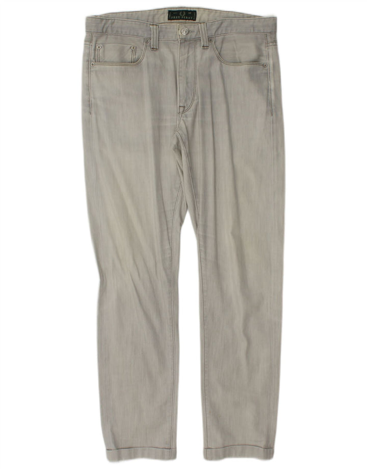FRED PERRY Blugi slim pentru bărbați W33 L29 bumbac gri