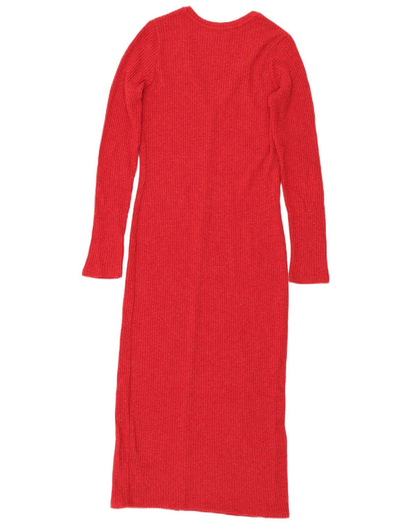 Rochie pulover cu mânecă lungă pentru femei Zara UK 10 Poliester roșu mic