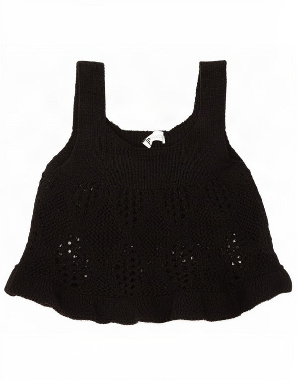 Top tricot pentru femei Zara UK 8, bumbac negru mic
