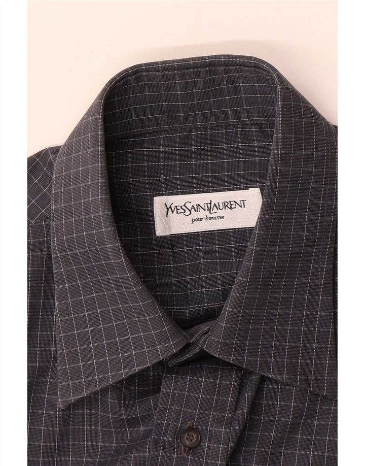 Cămașă pentru bărbați Yves Saint Laurent Mărimea 40 15 3/4 Medium Gri Gingham