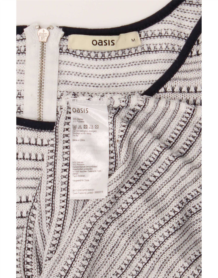 Top cu tunică Oasis pentru femei cu mâneci 3/4 UK 12, viscoză cu dungi albe medii