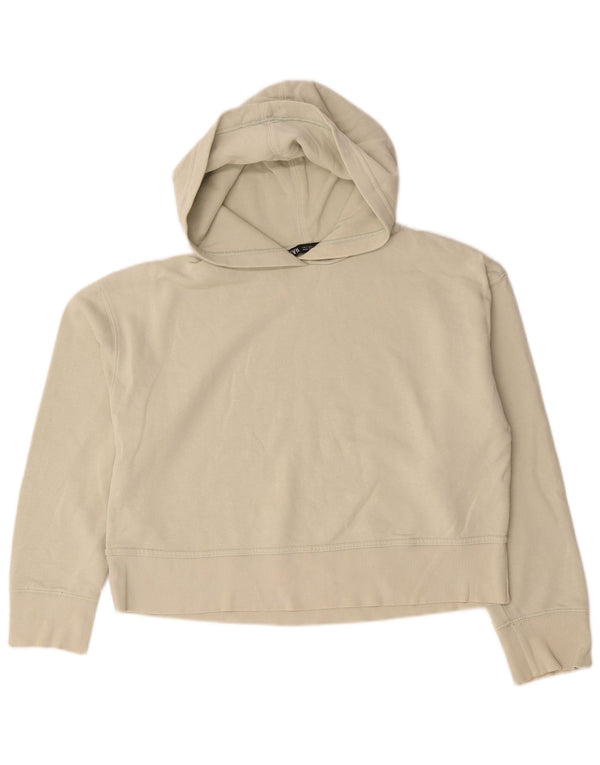 Pulover cu glugă supradimensionat pentru femei Zara UK 10 mic bumbac alb
