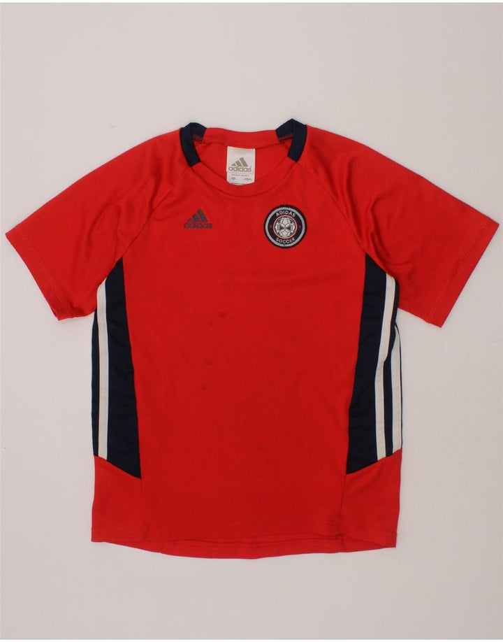 ADIDAS Boys Graphic T-Shirt Top 6-7 Years Red Colourblock Polyester Vintage Adidas and Second-Hand Adidas from Messina Hembry 