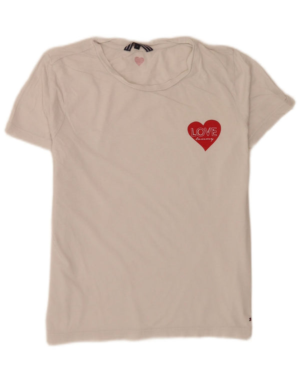 Tricou grafic Tommy Hilfiger pentru femei Top UK 8 Small Bumbac alb