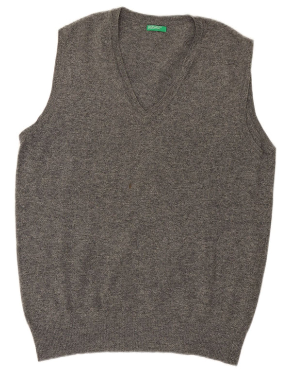 Benetton Mens Vest Tank Top Medium Grey