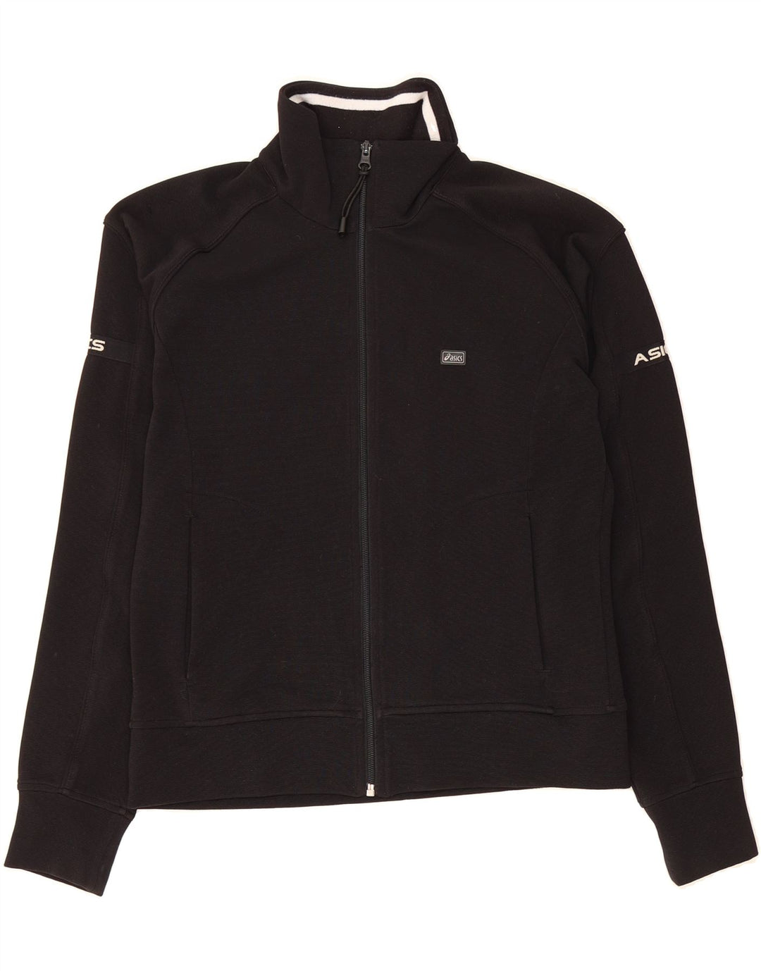 ASICS Womens Tracksuit Top Jacket UK 14 Medium Black Polyester Vintage Asics and Second-Hand Asics from Messina Hembry 