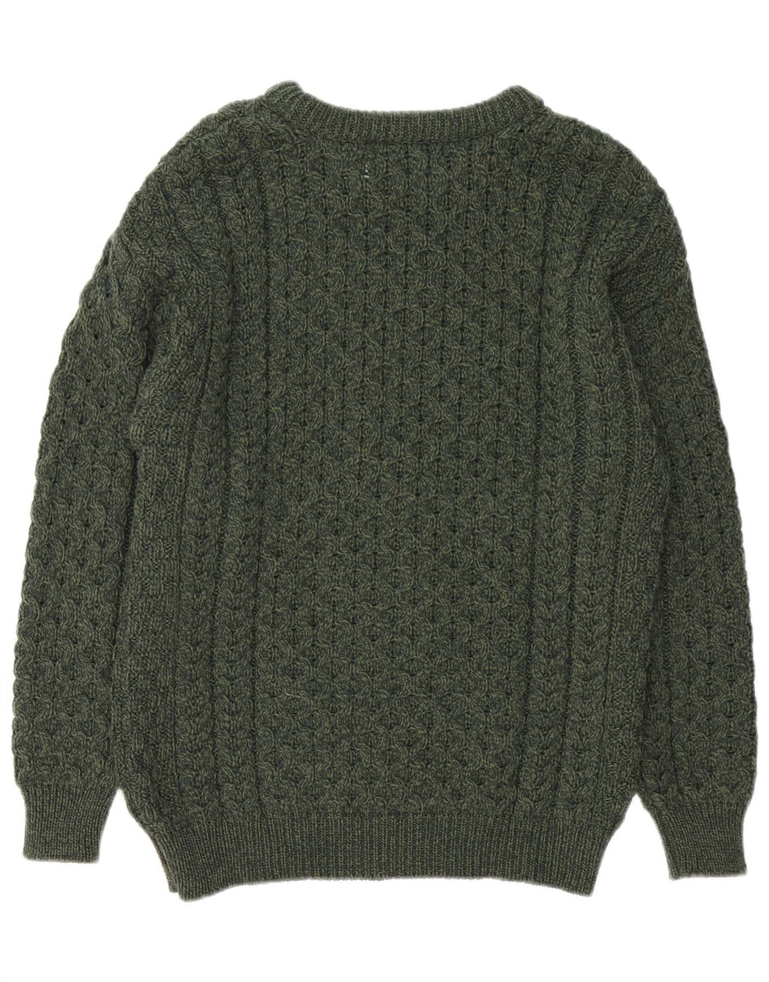 Aran Crafts Pulover pentru bărbați cu gât de barcă din lână merinos verde mediu
