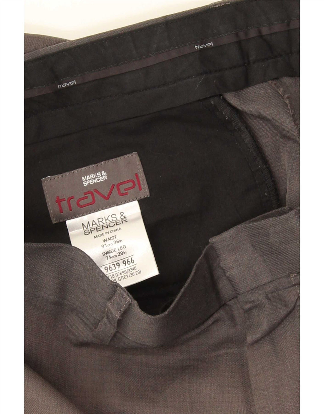 Pantaloni chino drepți pentru bărbați Marks & Spencer L36 L29 poliester gri