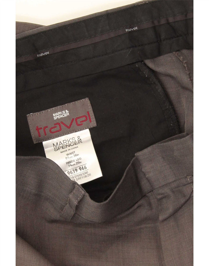Pantaloni chino drepți pentru bărbați Marks & Spencer L36 L29 poliester gri