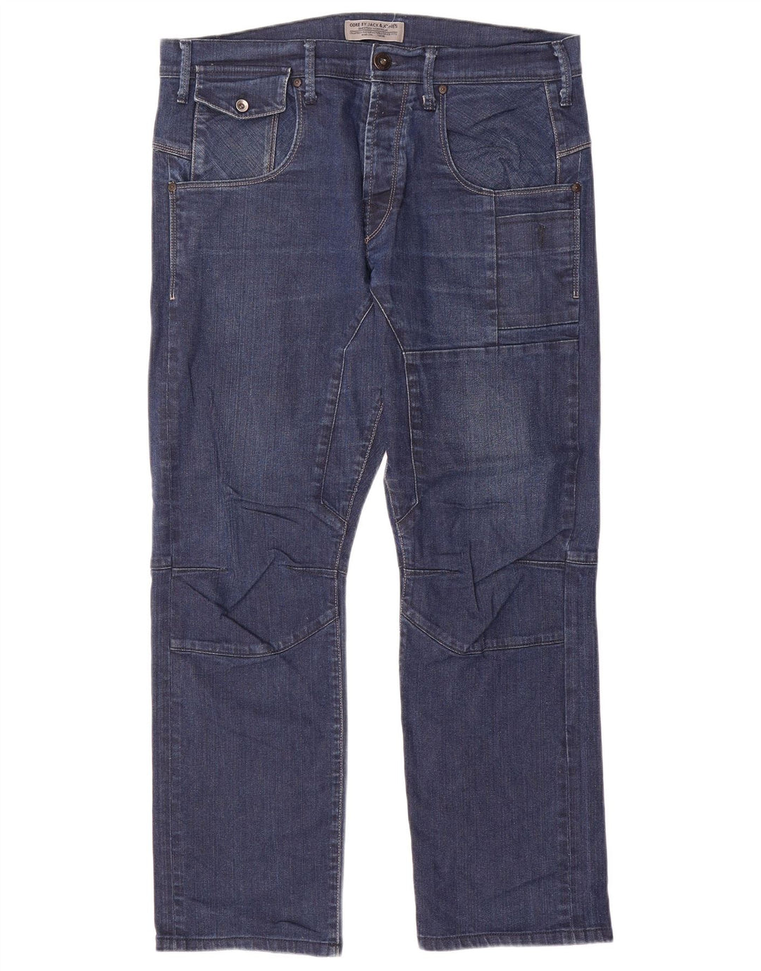 Blugi drepți pentru bărbați Jack & Jones W36 L29 bumbac bleumarin