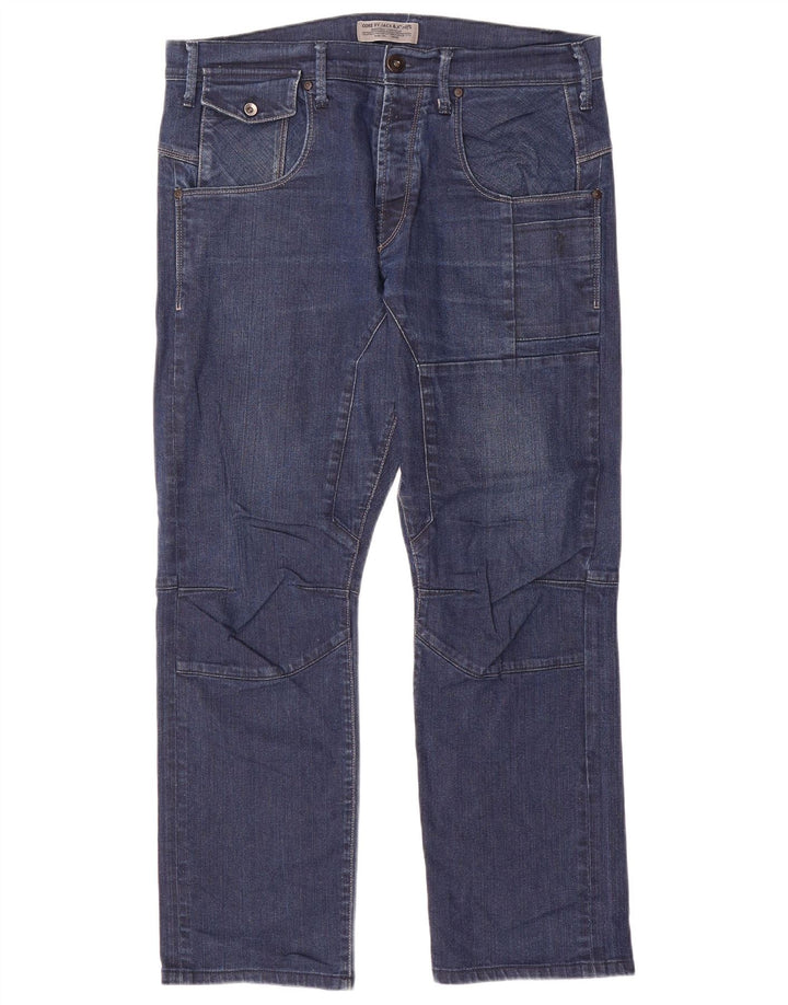 Blugi drepți pentru bărbați Jack & Jones W36 L29 bumbac bleumarin