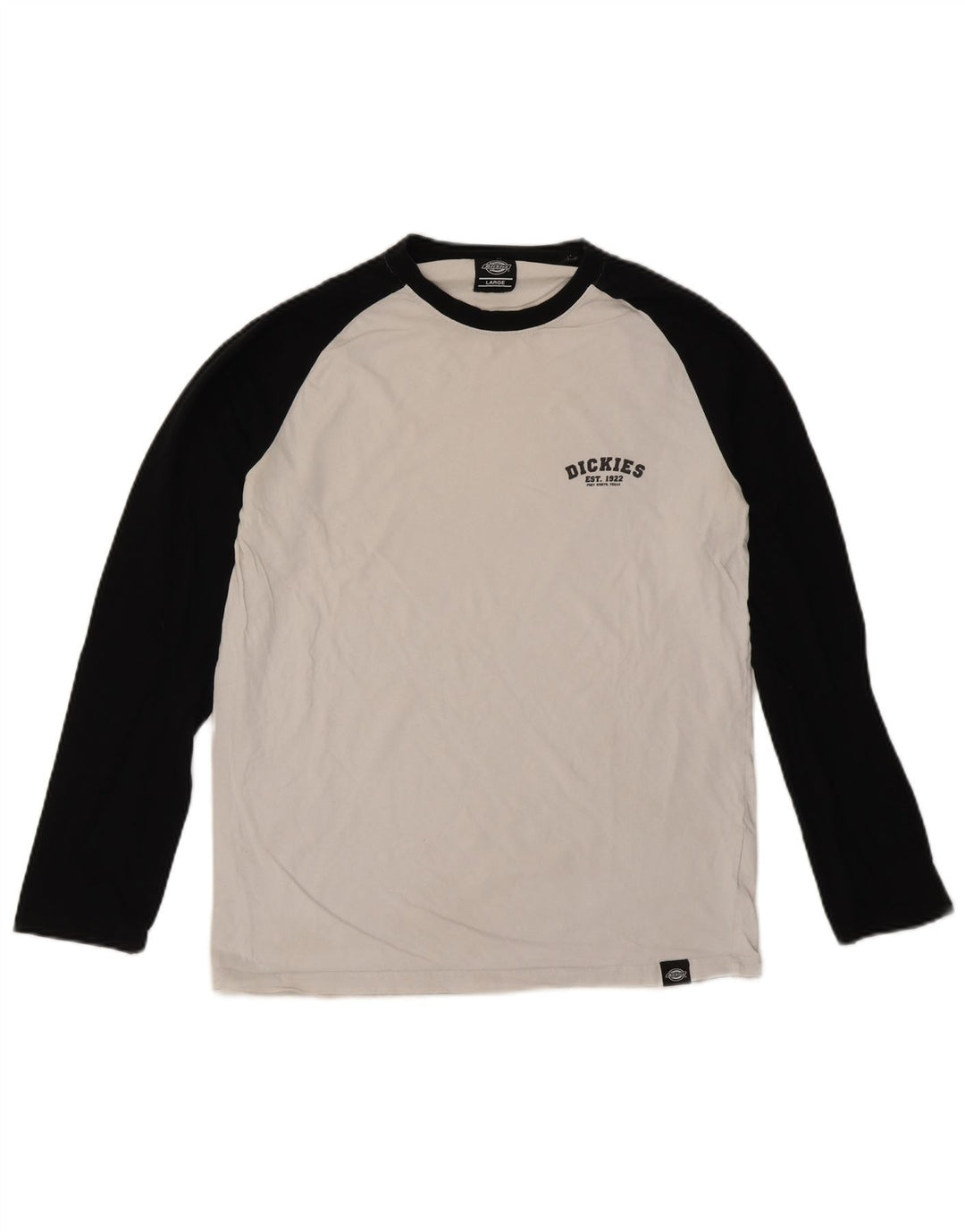 Top pentru bărbați Dickies cu mânecă lungă, mare, alb, color block, bumbac