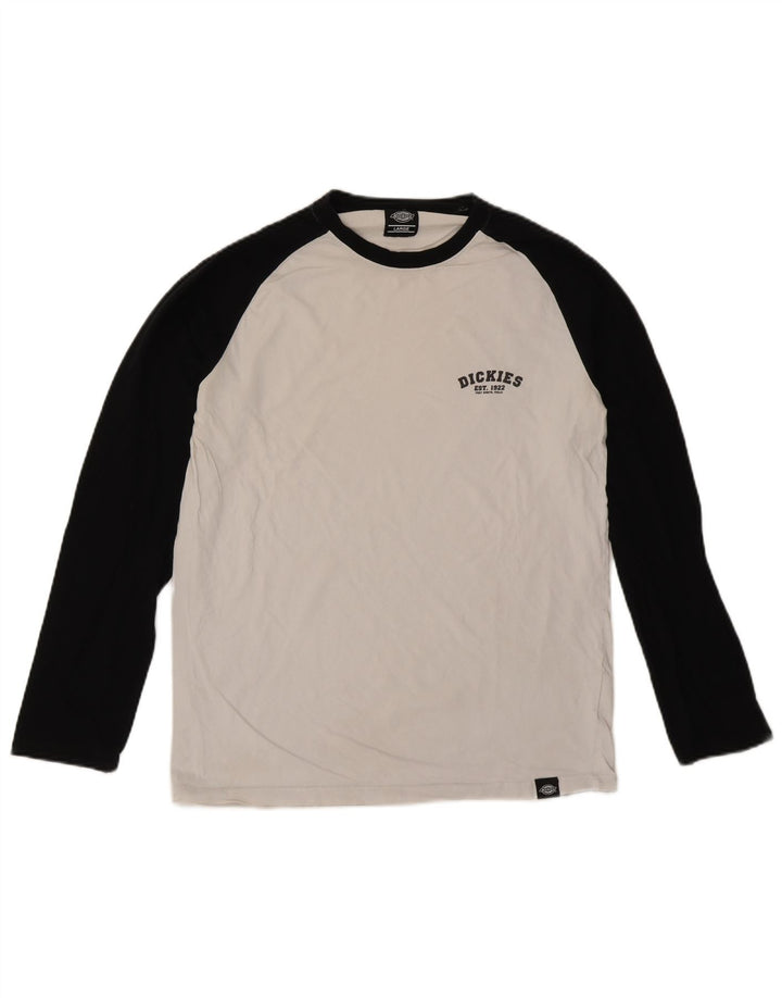 Top pentru bărbați Dickies cu mânecă lungă, mare, alb, color block, bumbac