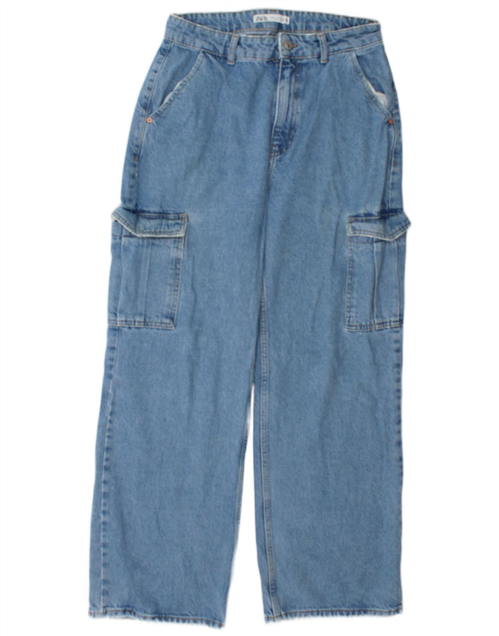 Blugi Cargo Loose pentru Damă Zara EU 40 Medium L30 L30 Bumbac Albastru