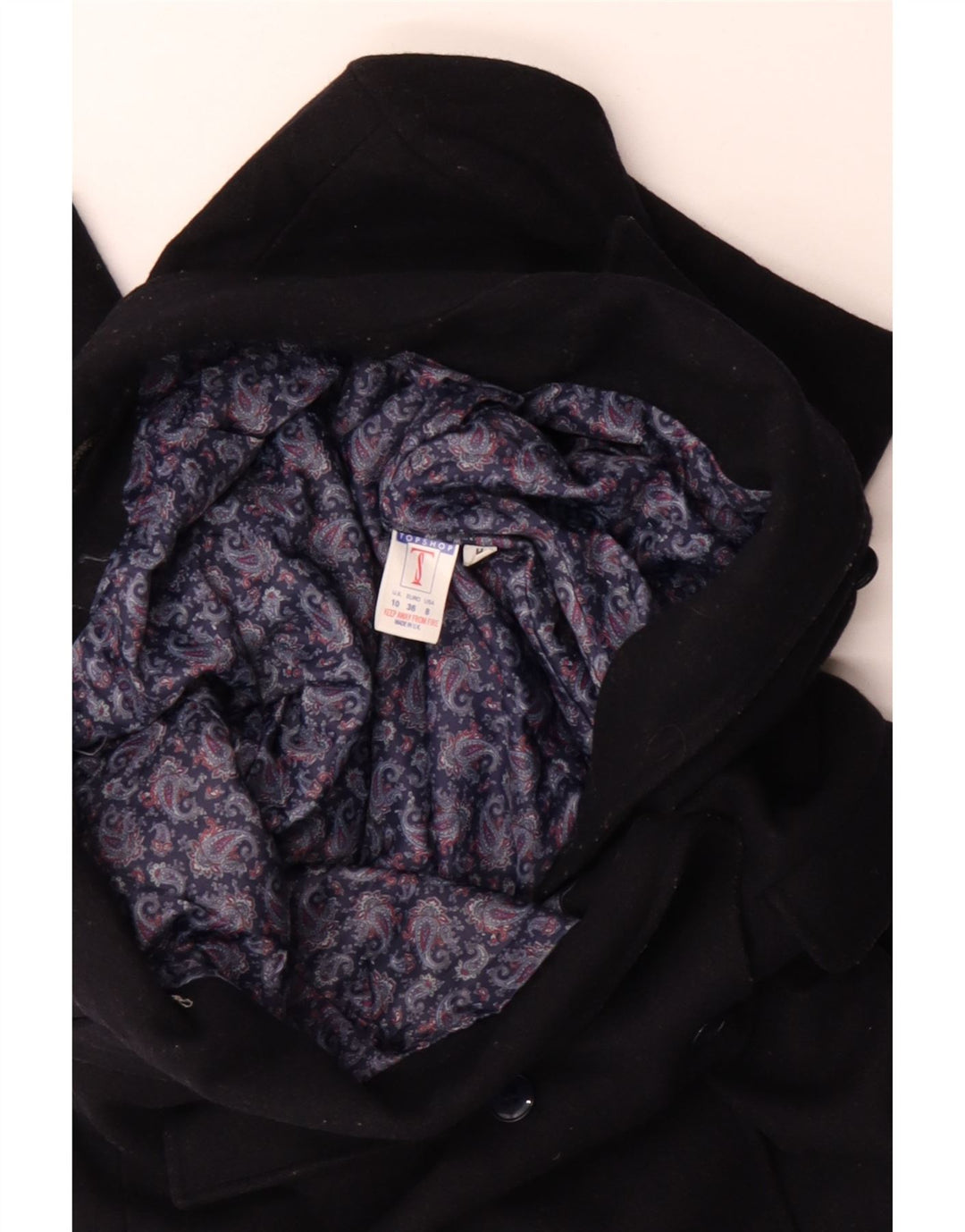 Palton dublu pentru femei Topshop UK 10 mic din lână bleumarin