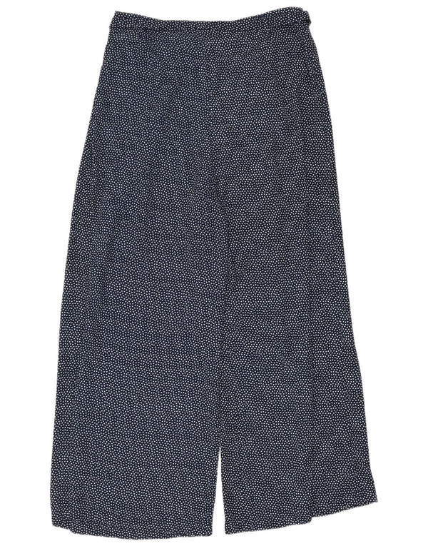 Zara Womens High Waist Wide Leg Harem Trousers XL W32 L28 Navy Blue Spotted