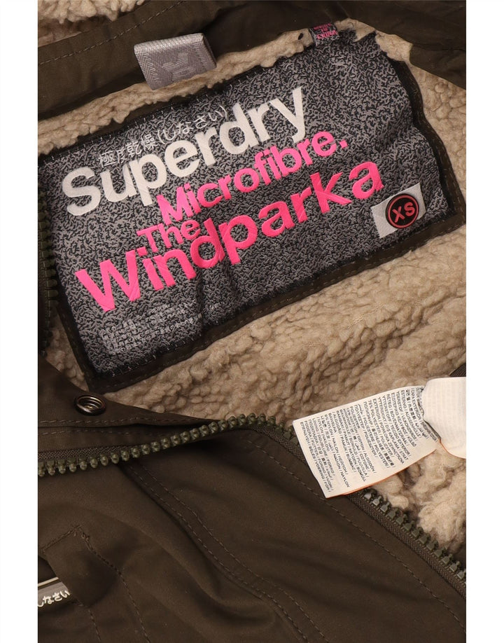 Jachetă utilitare cu glugă Superdry pentru femei The windparka UK 6 XS Poliester verde