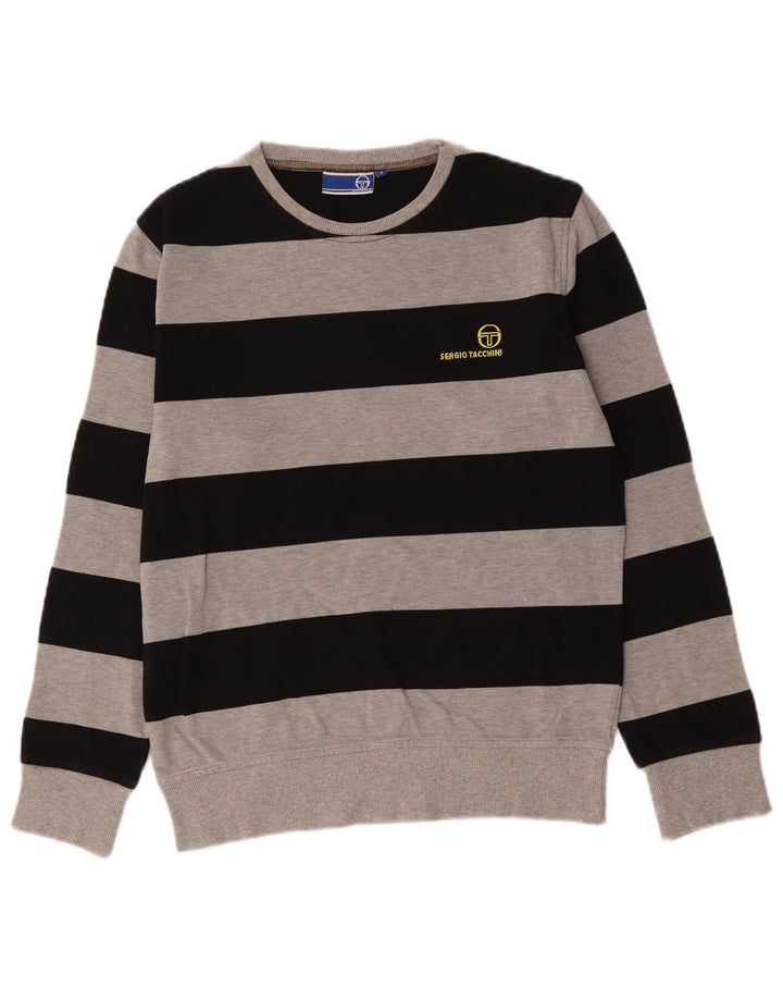 SERGIO TACCHINI Hanorac pentru bărbați Pulover mic, gri, bumbac cu dungi