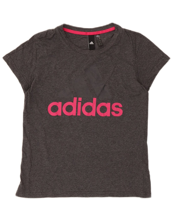 Tricou grafic Adidas pentru femei Top UK 12/14 Medium Gri Bumbac