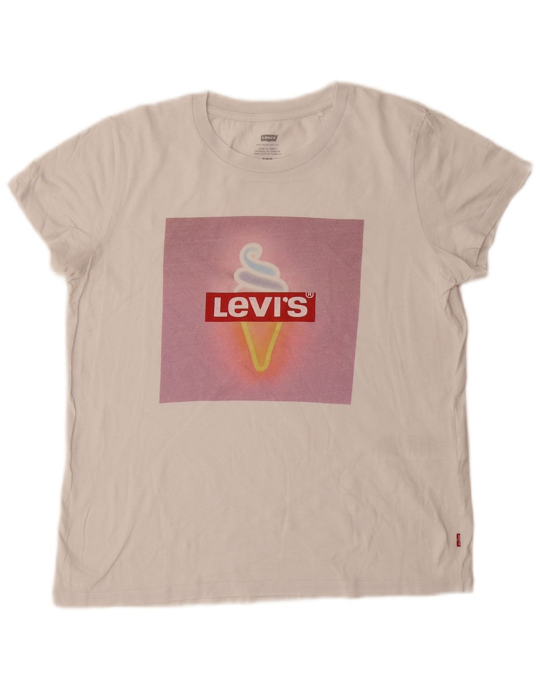 Tricou grafic pentru femei LEVI'S Top UK 12 Bumbac alb mediu