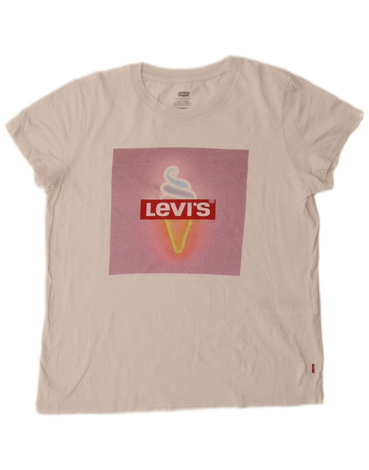 Tricou grafic pentru femei LEVI'S Top UK 12 Bumbac alb mediu