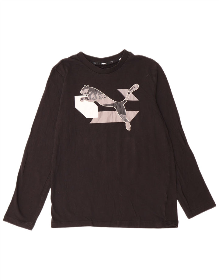 Puma Boys Graphic Top Maneca Lunga 13-14 Ani Negru