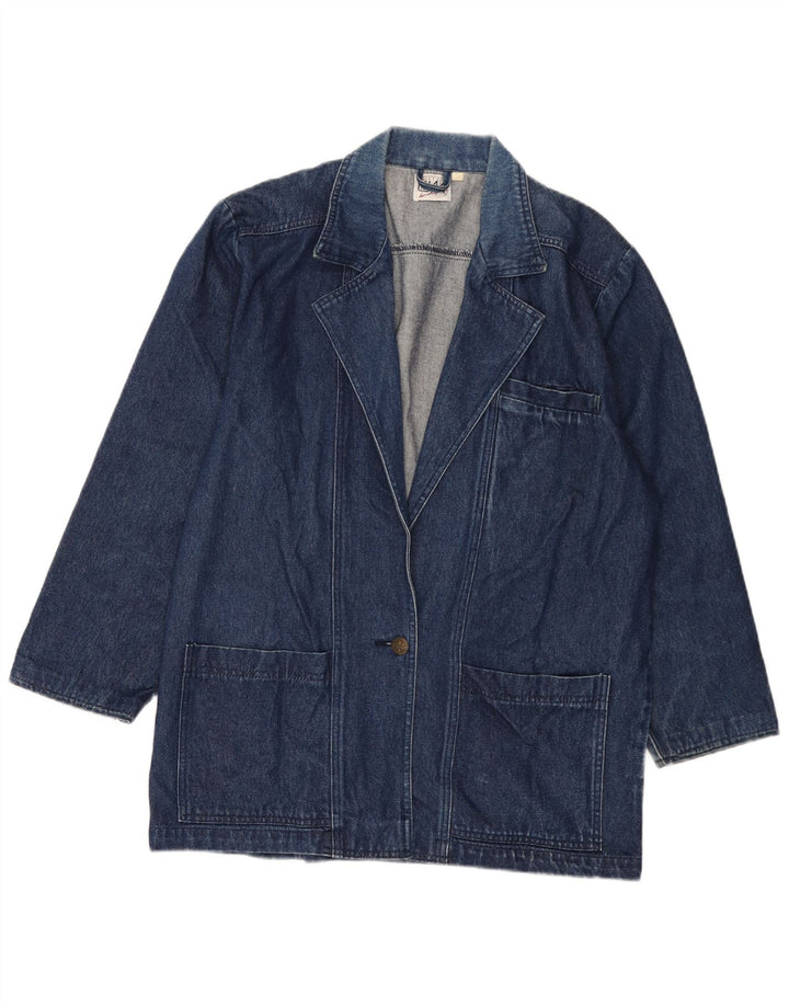 Blazer Vintage pentru femei cu 1 nasture din denim, UK 16, mare, albastru