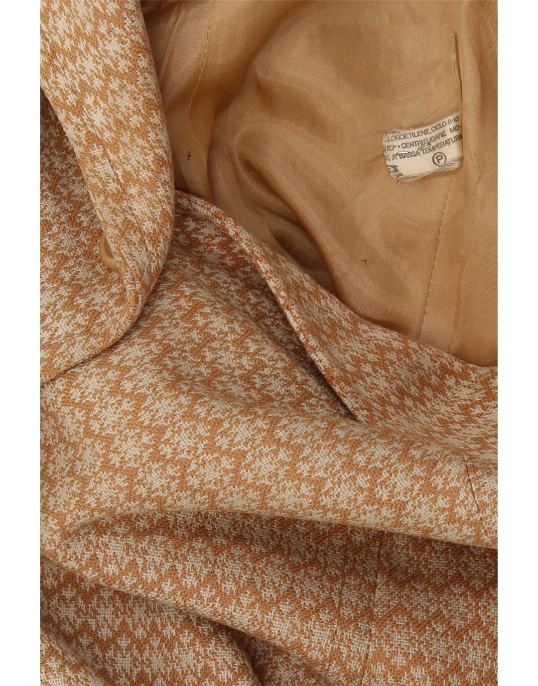 Pardesiu vintage pentru femei UK 10 Small Beige Geometric