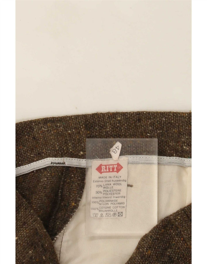 Pantaloni de costum Ritt pentru bărbați IT 48 Medium L32 L30 Kaki Lână pete