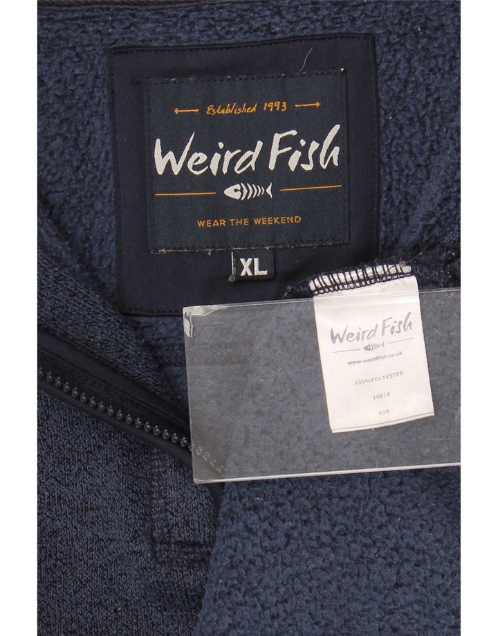 Hanorac pentru bărbați Weird Fish, cu fermoar, cu decolteu, XL, poliester pătat, albastru bleumarin