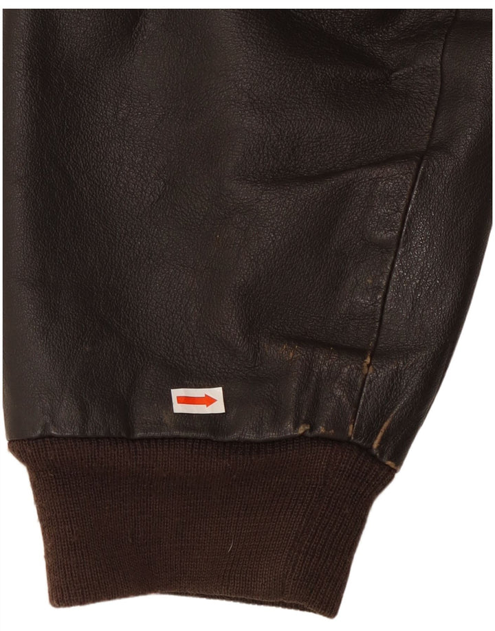 Jachetă de piele VINTAGE pentru bărbați, cu ajustare largă, UK 36, maro, piele mică