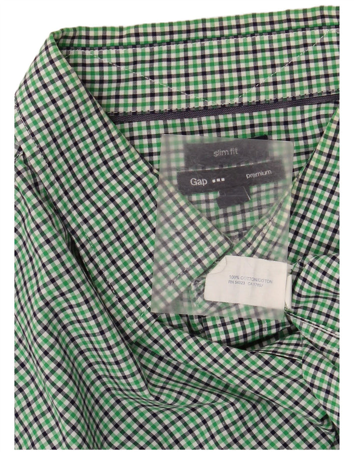 Cămașă pentru bărbați Gap Slim Fit XL, bumbac verde cu carouri