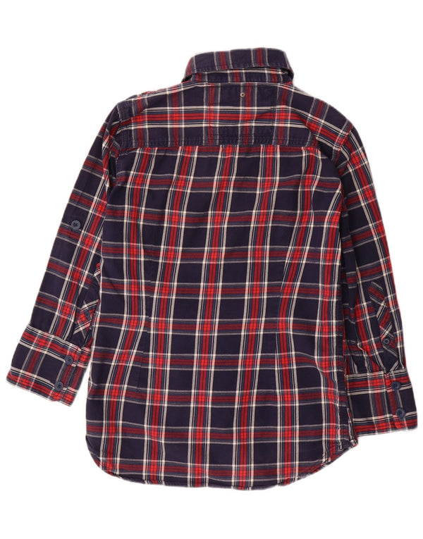 Cămașă de flanel cu mâneci 3/4 pentru femei Superdry UK 12 Medium, bleumarin, carouri