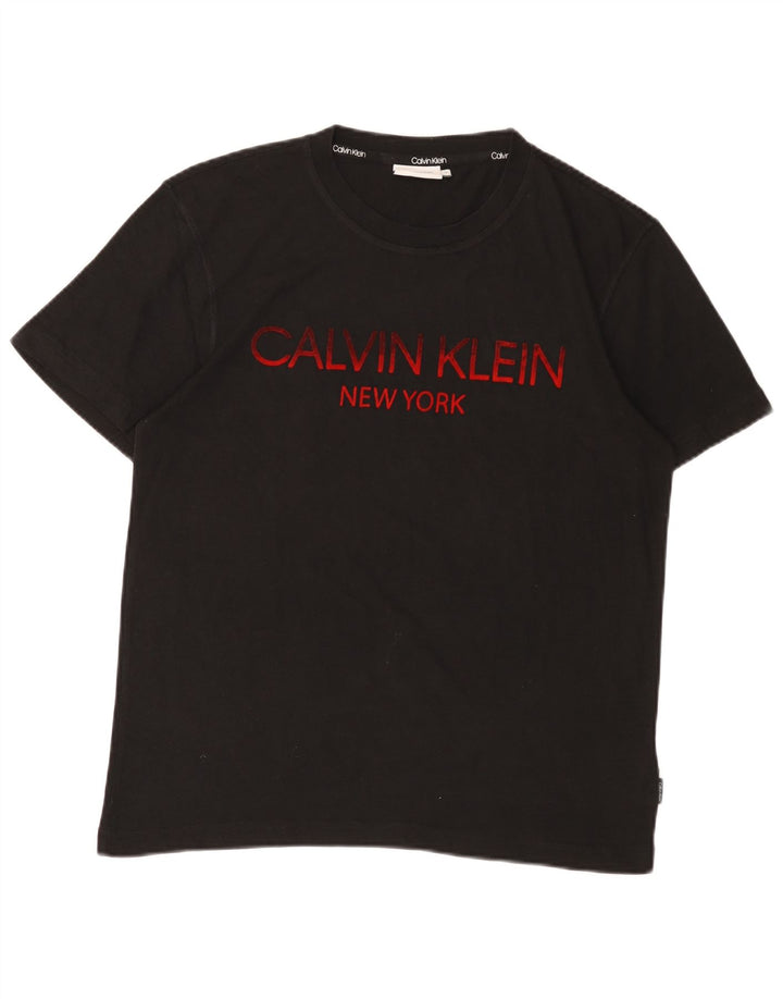 Tricou grafic pentru bărbați CALVIN KLEIN Top mediu din bumbac negru