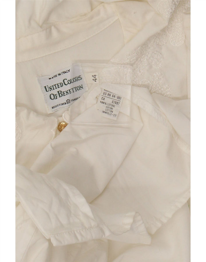 Bluză cămașă pentru femei Benetton IT 44 Bumbac alb cadru mediu