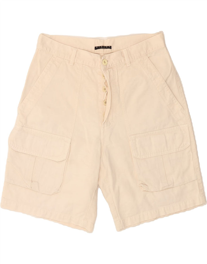 SISLEY Mens Cargo Shorts IT 48 Medium W32  Off White Cotton Vintage Sisley and Second-Hand Sisley from Messina Hembry 