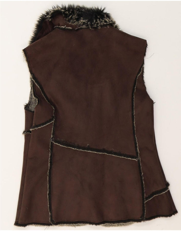 Debenhams pentru femei Sherpa Gilet UK 12 Medium Brown Poliester