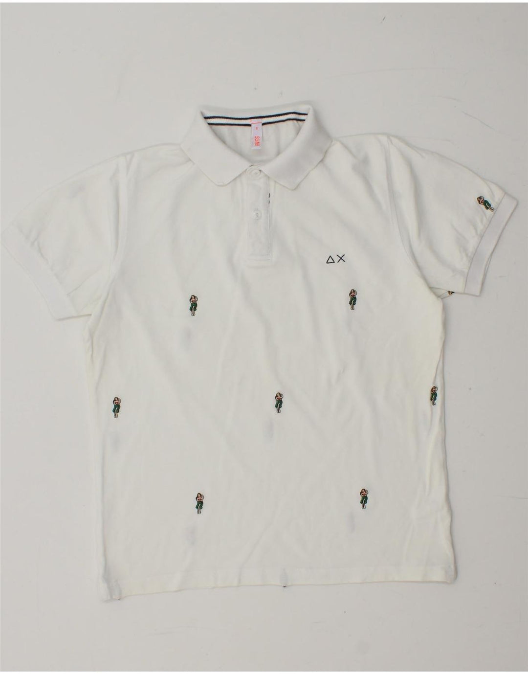 SUN68 Tricou polo pentru bărbați, bumbac cu pete albe