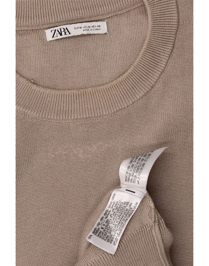 Pulover pentru damă ZARA cu gât roșu, bumbac, gri mediu, UK 14