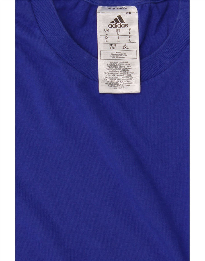 ADIDAS Mens T-Shirt Top Large Blue Cotton Vintage Adidas and Second-Hand Adidas from Messina Hembry 