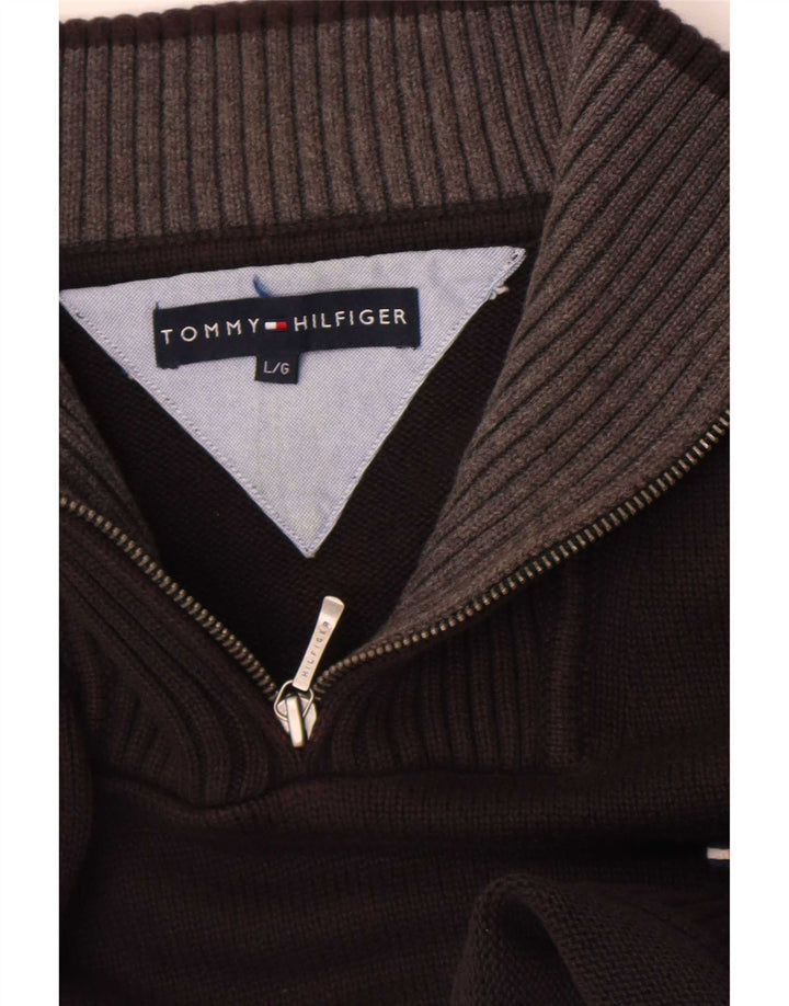 Pulover pentru bărbați Tommy Hilfiger, cu fermoar și gât, mare, negru