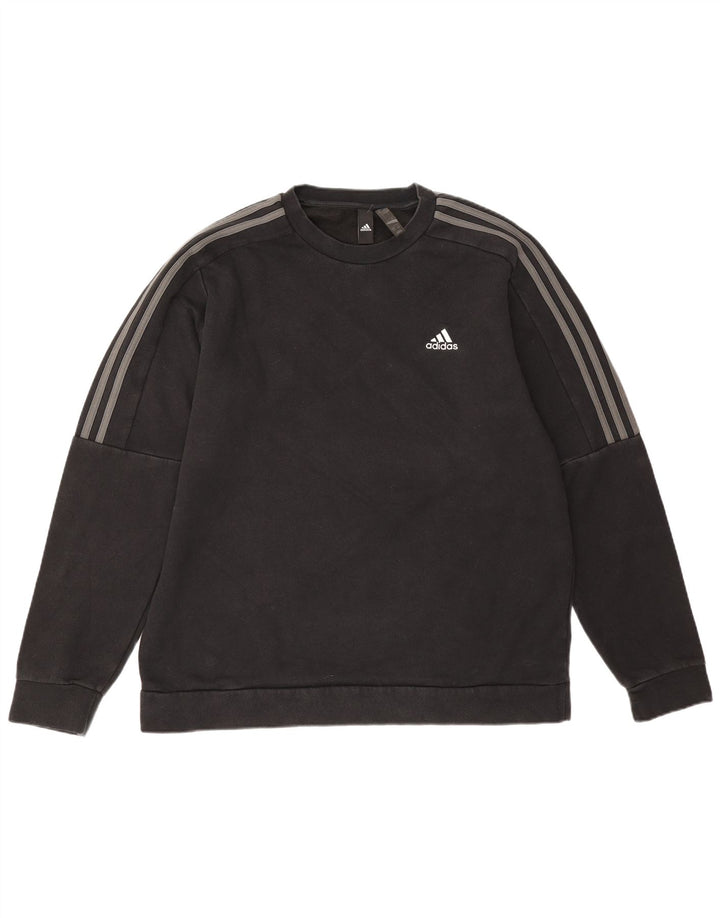 Hanorac pentru bărbați Adidas Jumper mare, negru, bumbac